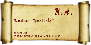 Mauter Apolló névjegykártya